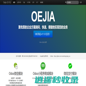 首页 - Oejia 技术栈，企业方案分享、Odoo顾问