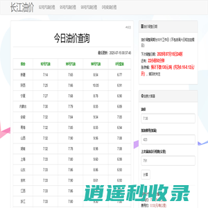 今日油价查询_92号#95号98号汽油价格最新消息_当日#0号柴油价格_油价调整日期 - 长江油价